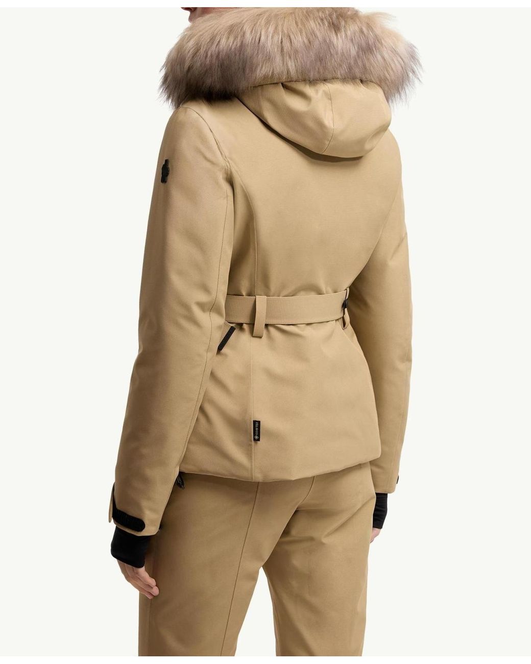 Moncler Natural Laplance Gore-Tex Shearling-Trimmed Hooded Insulated Ski Jacket