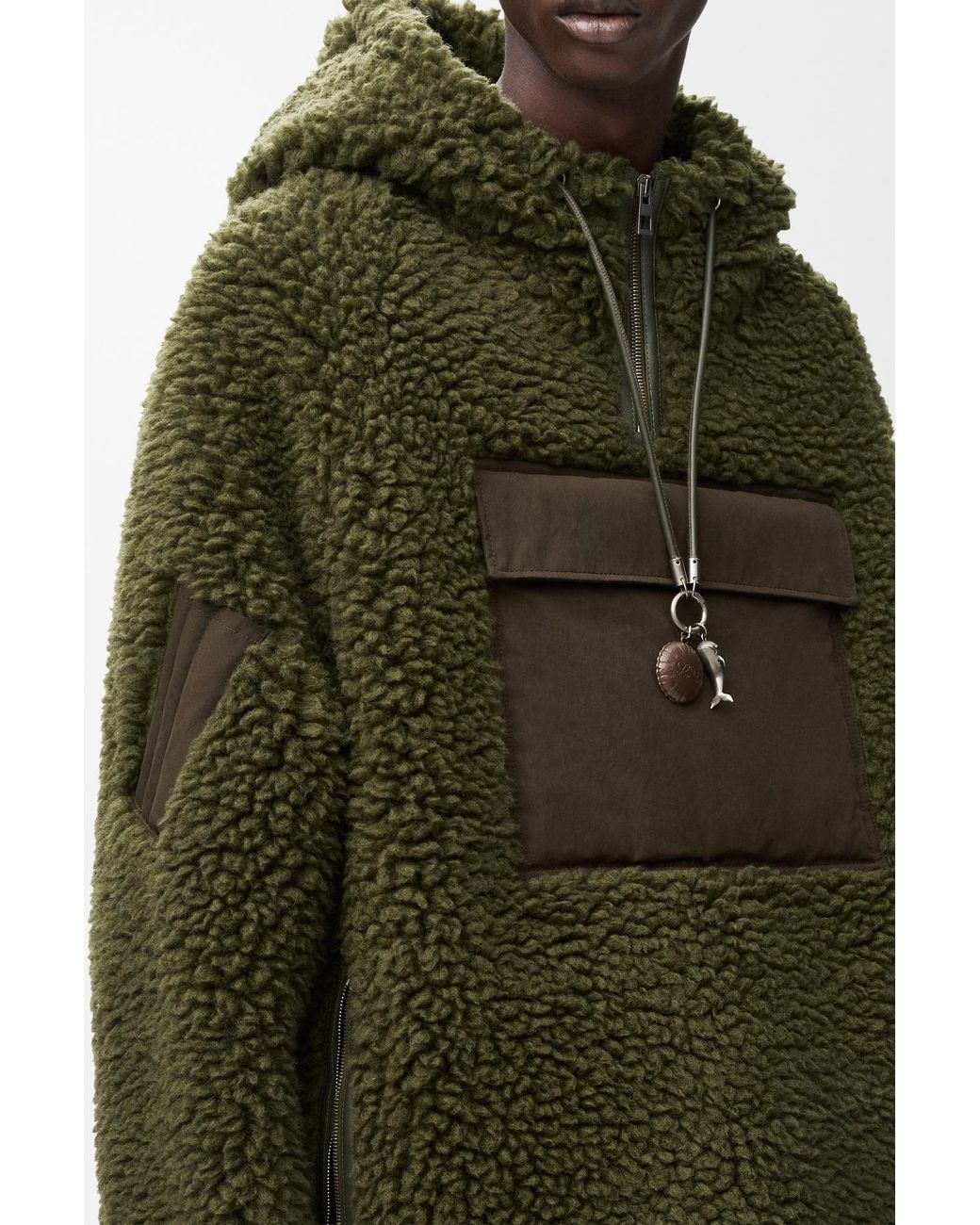 Loewe Green Fleece-Texture Hooded Jacket for men