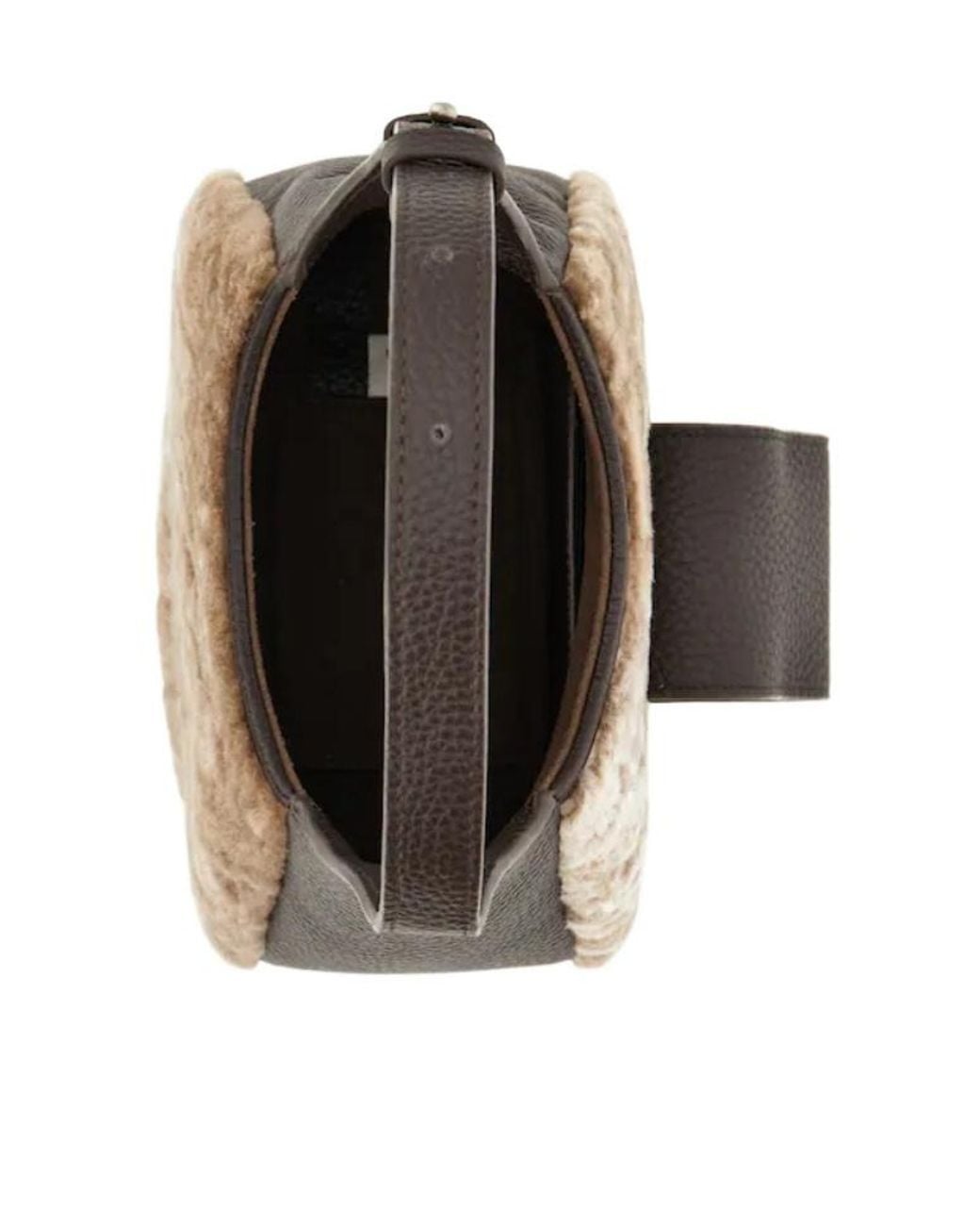 Hogan Brown Faux Fur Panel Shoulder Bag