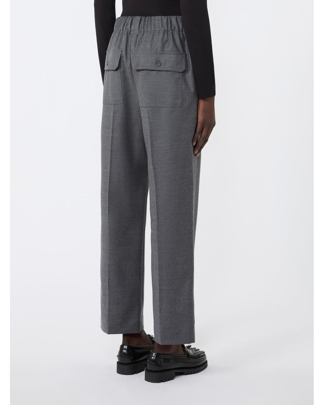 Weekend by Maxmara Gray Wool Flannel Trousers
