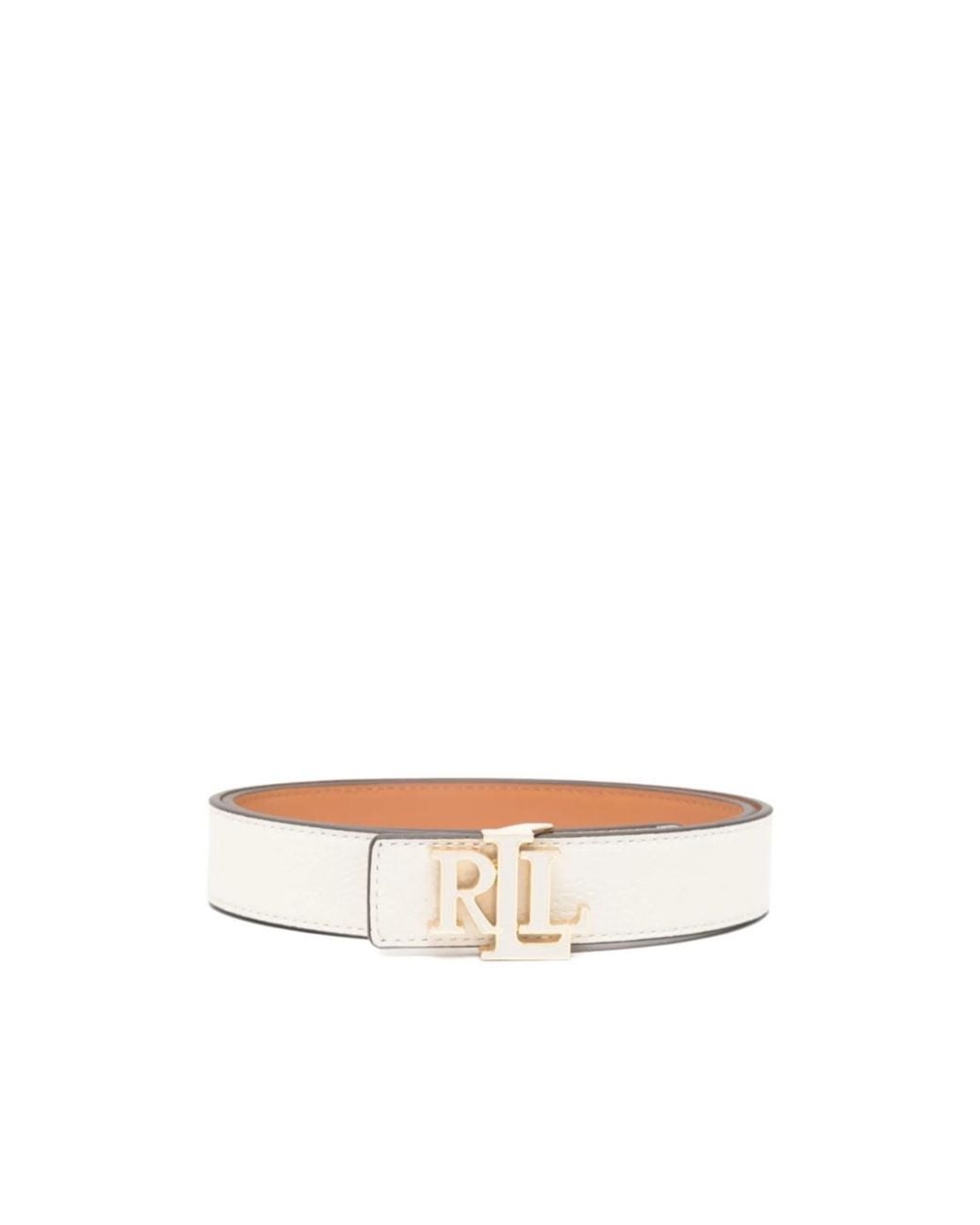 Ralph Lauren White Lauren Logo Lettering Buckle Belt