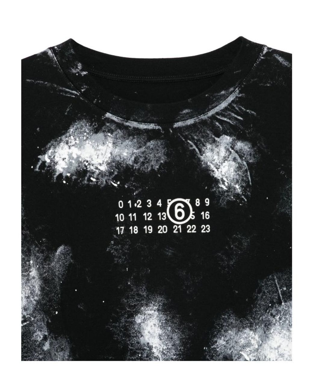 MM6 by Maison Margiela Black Graphic Printed Crewneck T-Shirt for men