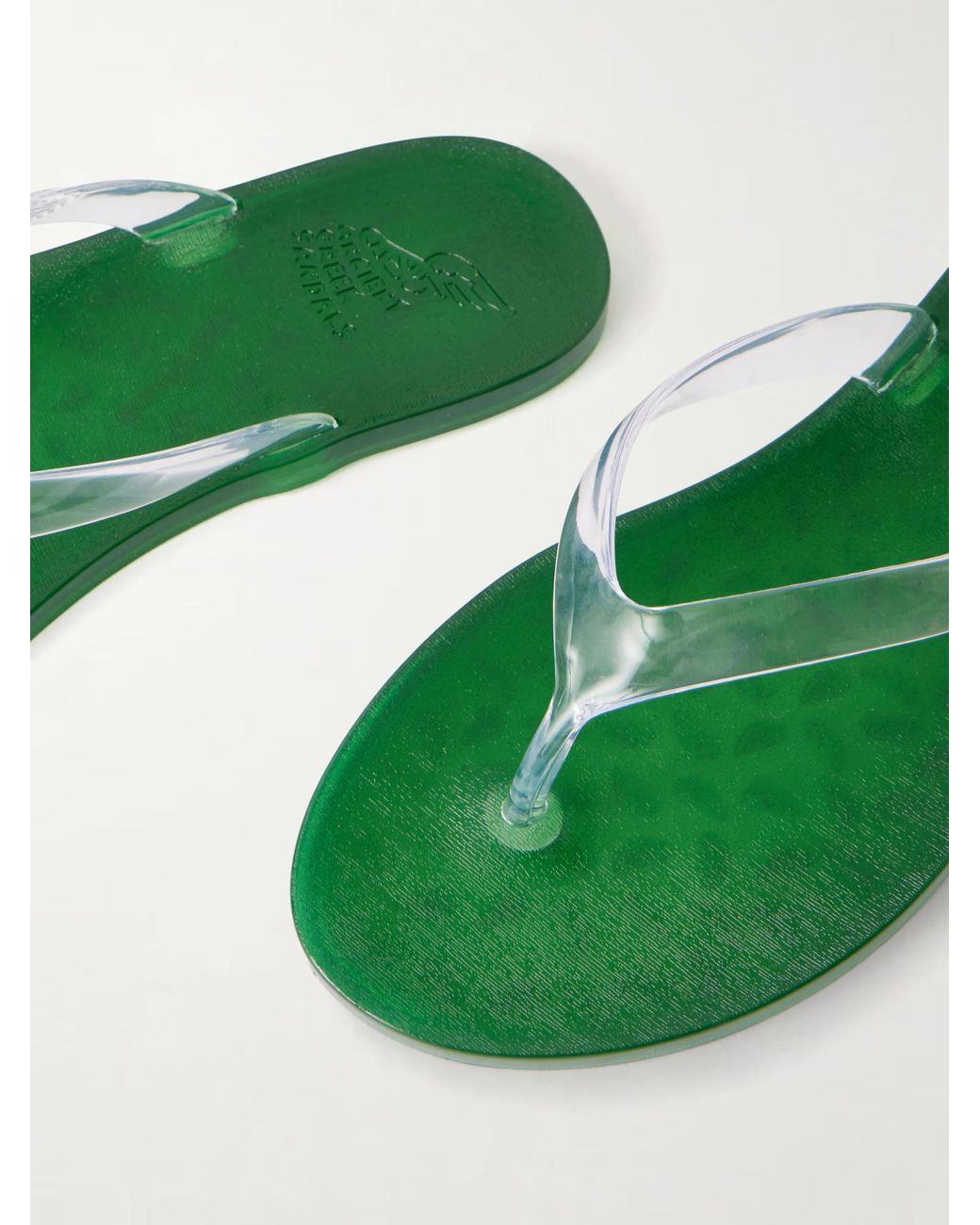 Ancient Greek Sandals Green Solid Color Flip Flops