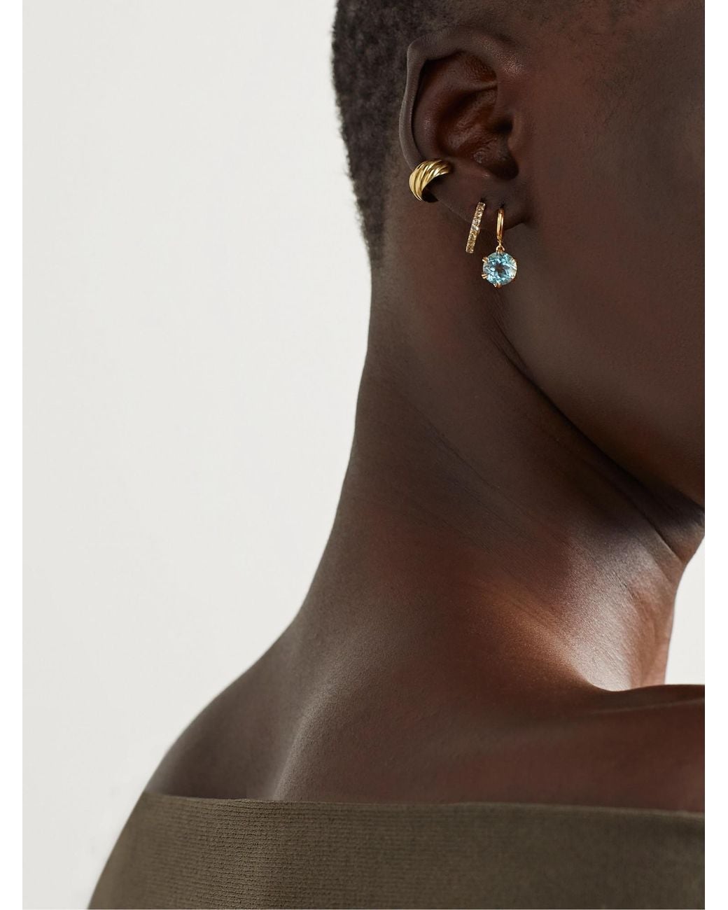 Ileana Makri White 18-Karat Topaz Earrings