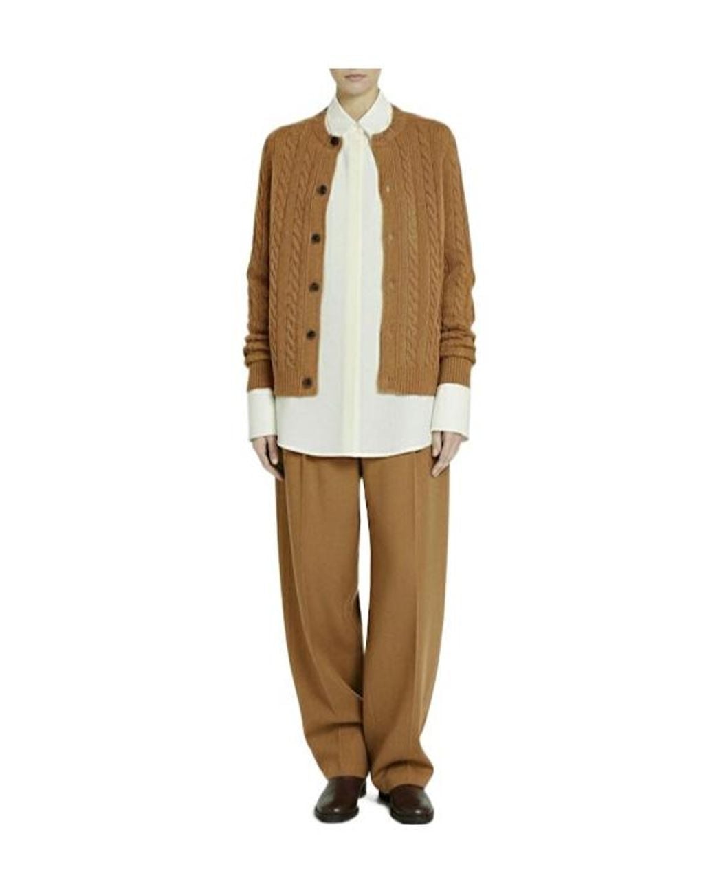 The Row Brown Knit Wool Cardigan