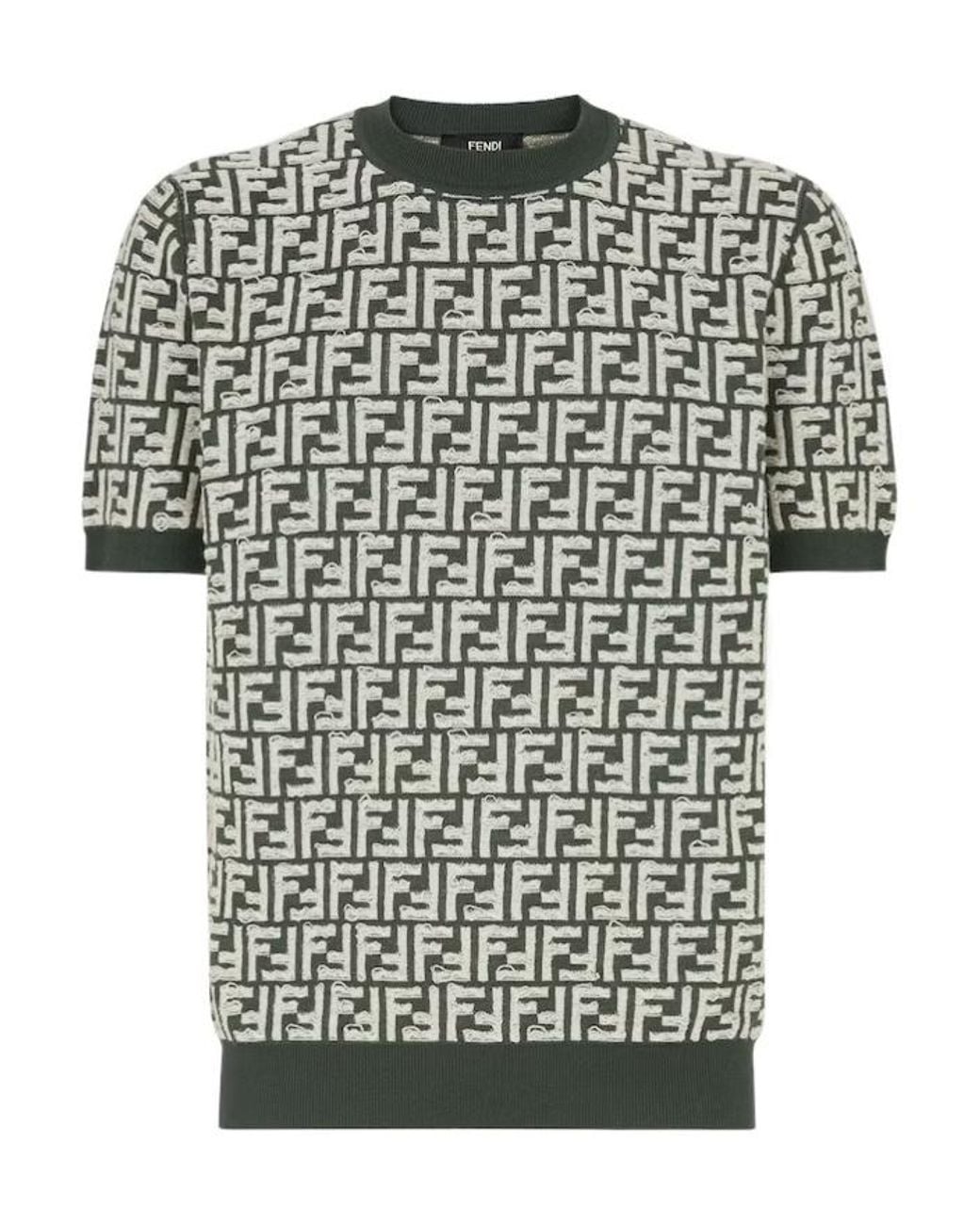 Fendi Ff Motif Fringed-Effect Short Sleeved Jumper in Black for