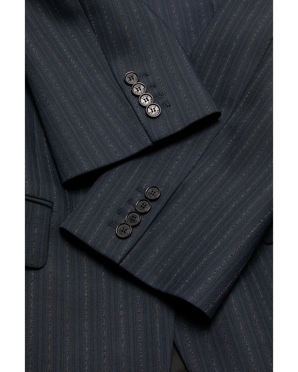 Acne Blue Pinstripe Wool Suit Jacket