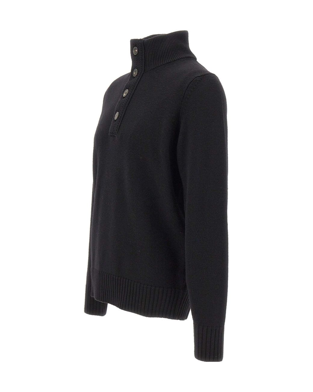 Kangra Cashmere Blue Buttoned-Collar Ribbed-Knit Sweater for men
