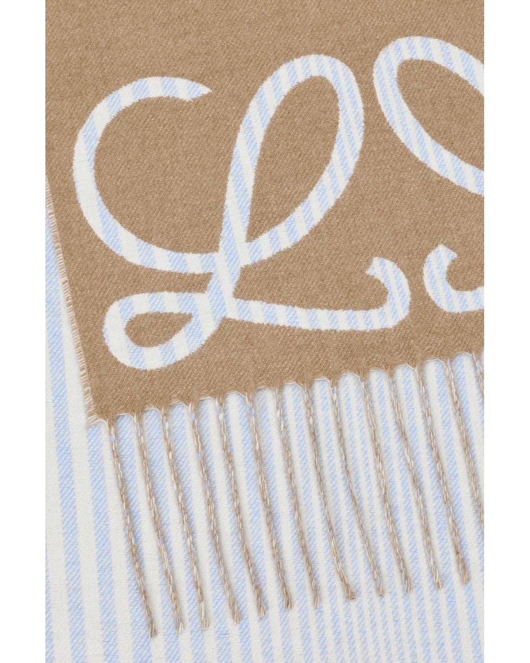 Loewe White Anagram Fringed Edge Scarf for men