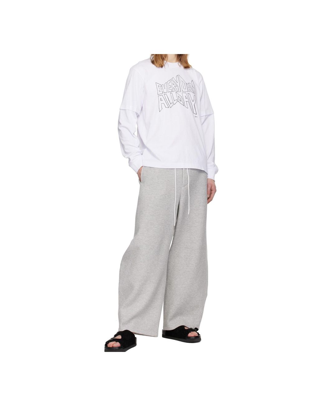 Sacai White Printed Long-Sleeved T-Shirt for men
