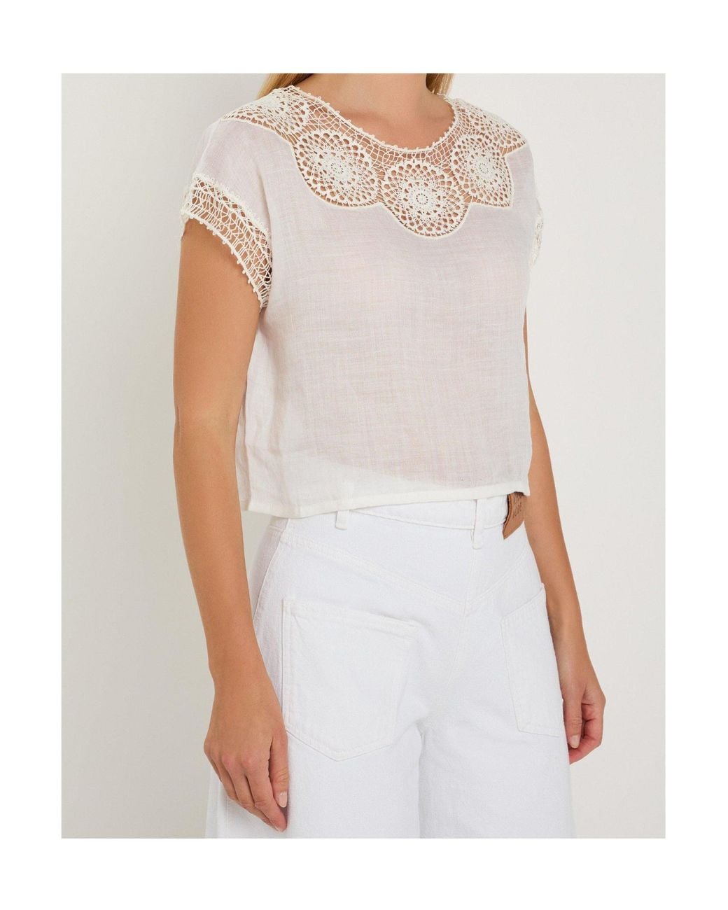 Nili Lotan White Cut-Out Embroidered Top