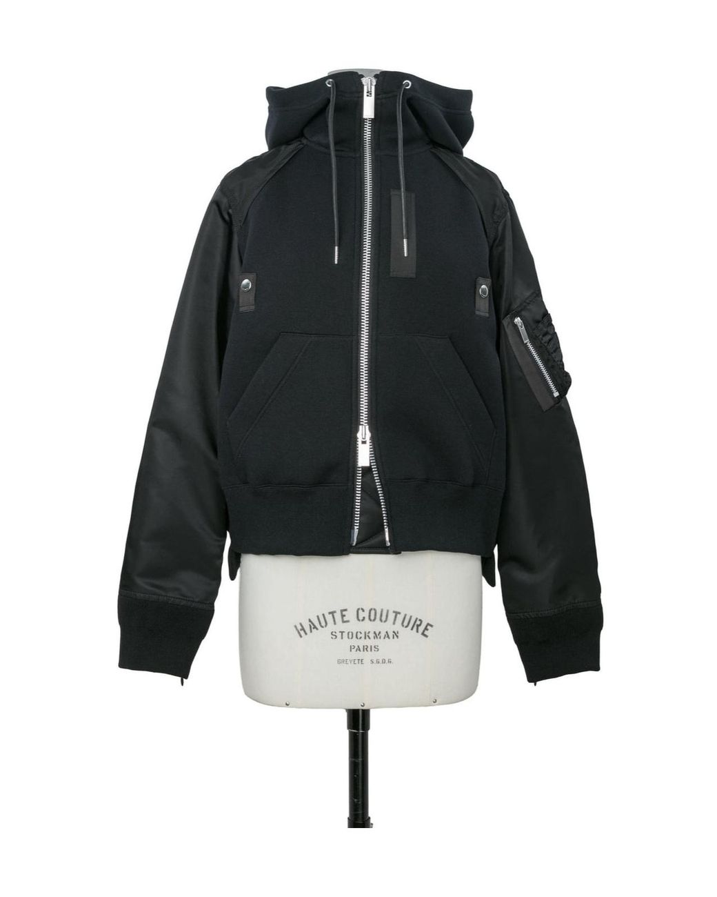 Sacai Black Sponge Sweat Bomber Hoodie