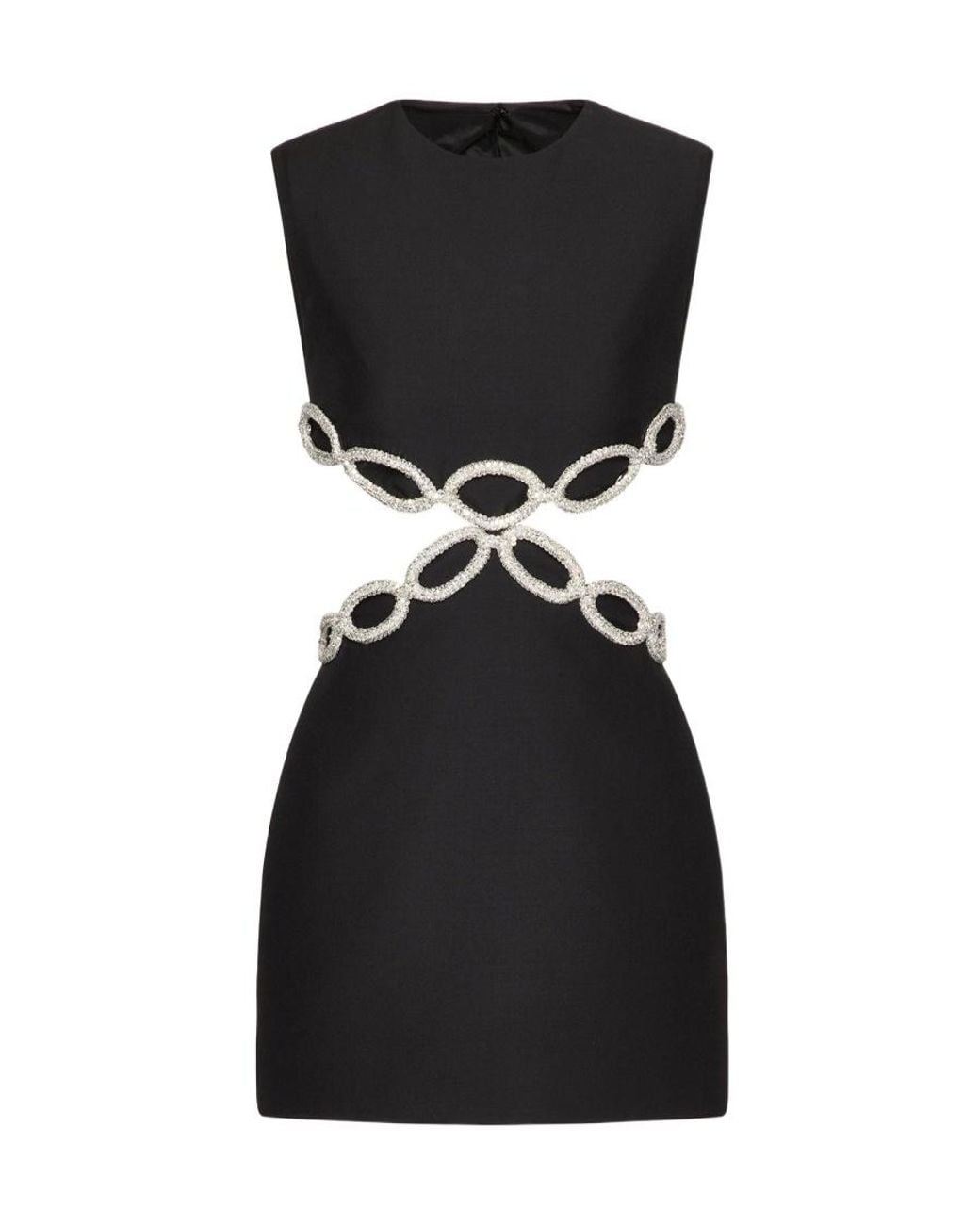 Valentino Black Crepe Couture Embroidered Short Dress
