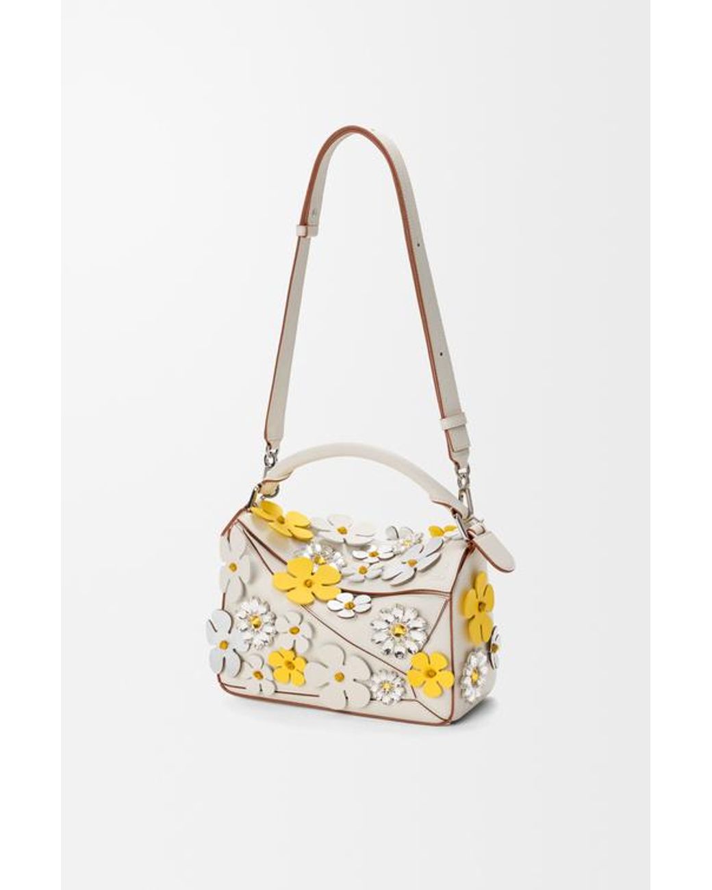 Loewe Metallic Small Puzzle Floral-Appliqué Tote Bag