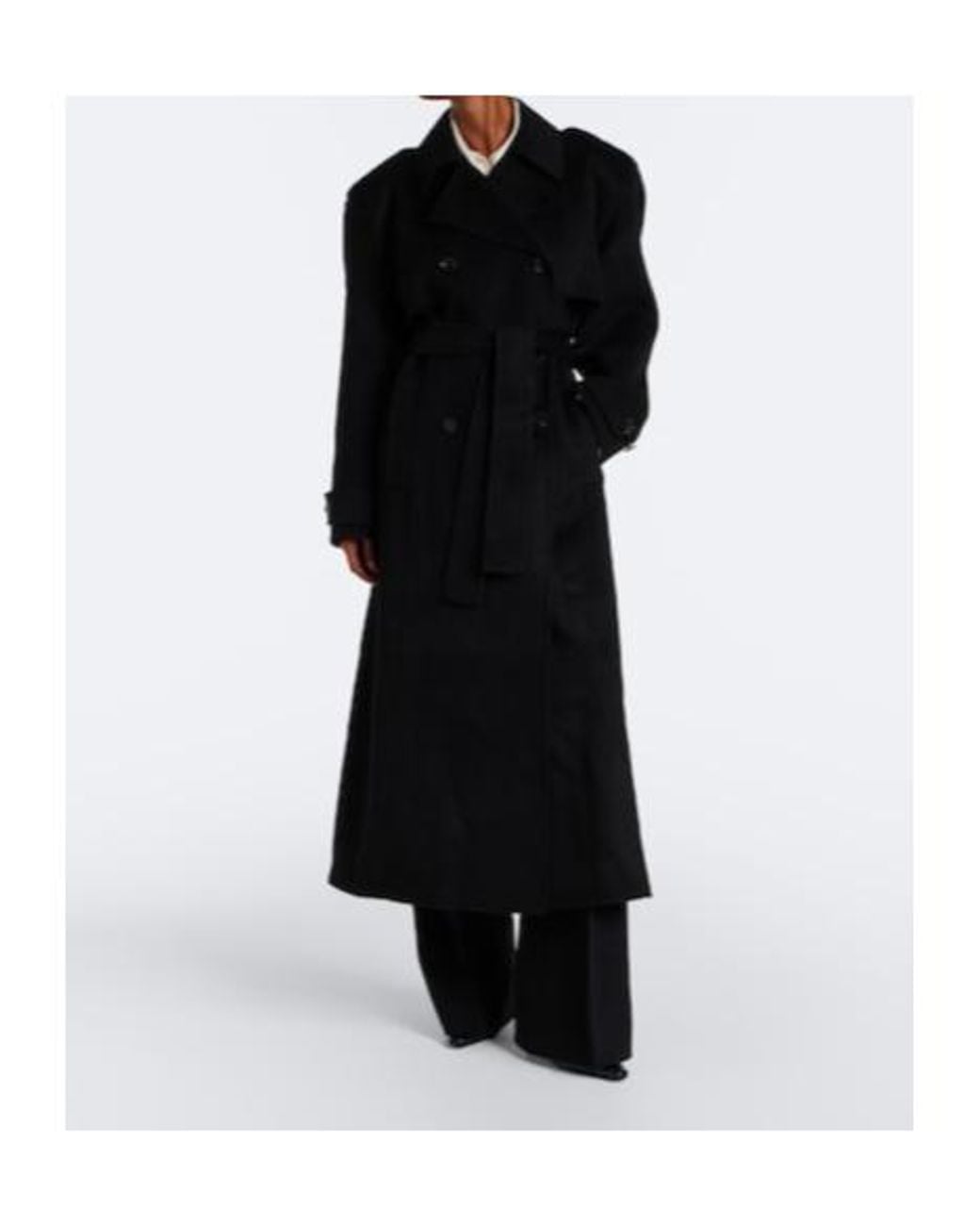 Frankie Shop Black Nikola Padded Wool And Cashmere Trench Coat