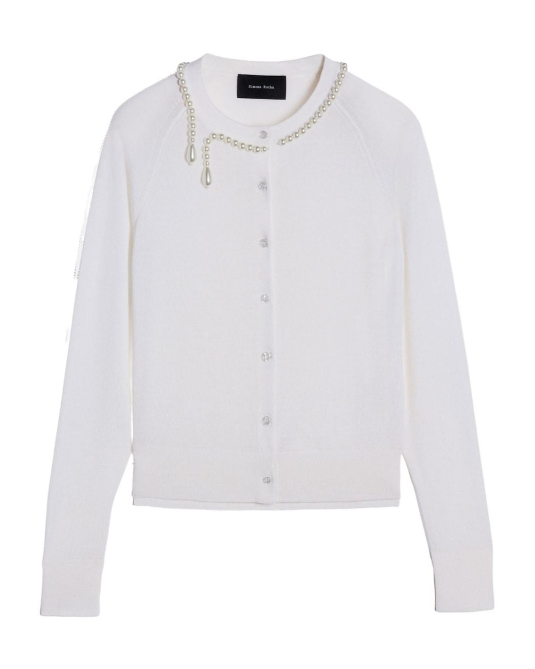 Simone Rocha White Pearl-Embellished Cardigan