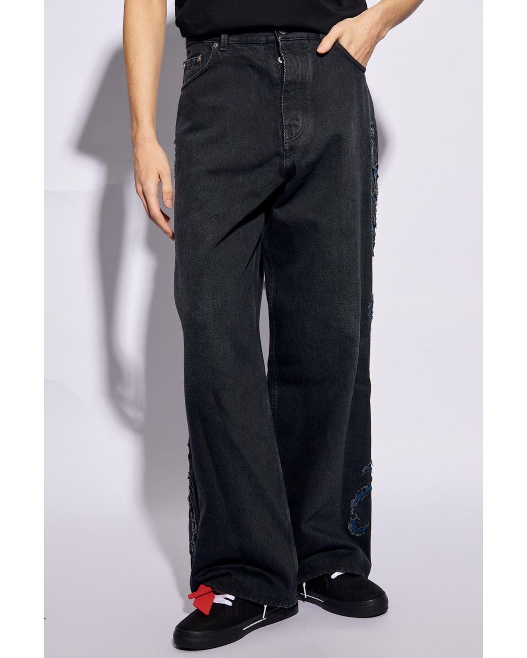 Off-White c/o Virgil Abloh Blue Natlover Distressed Mid-Rise Jeans for men