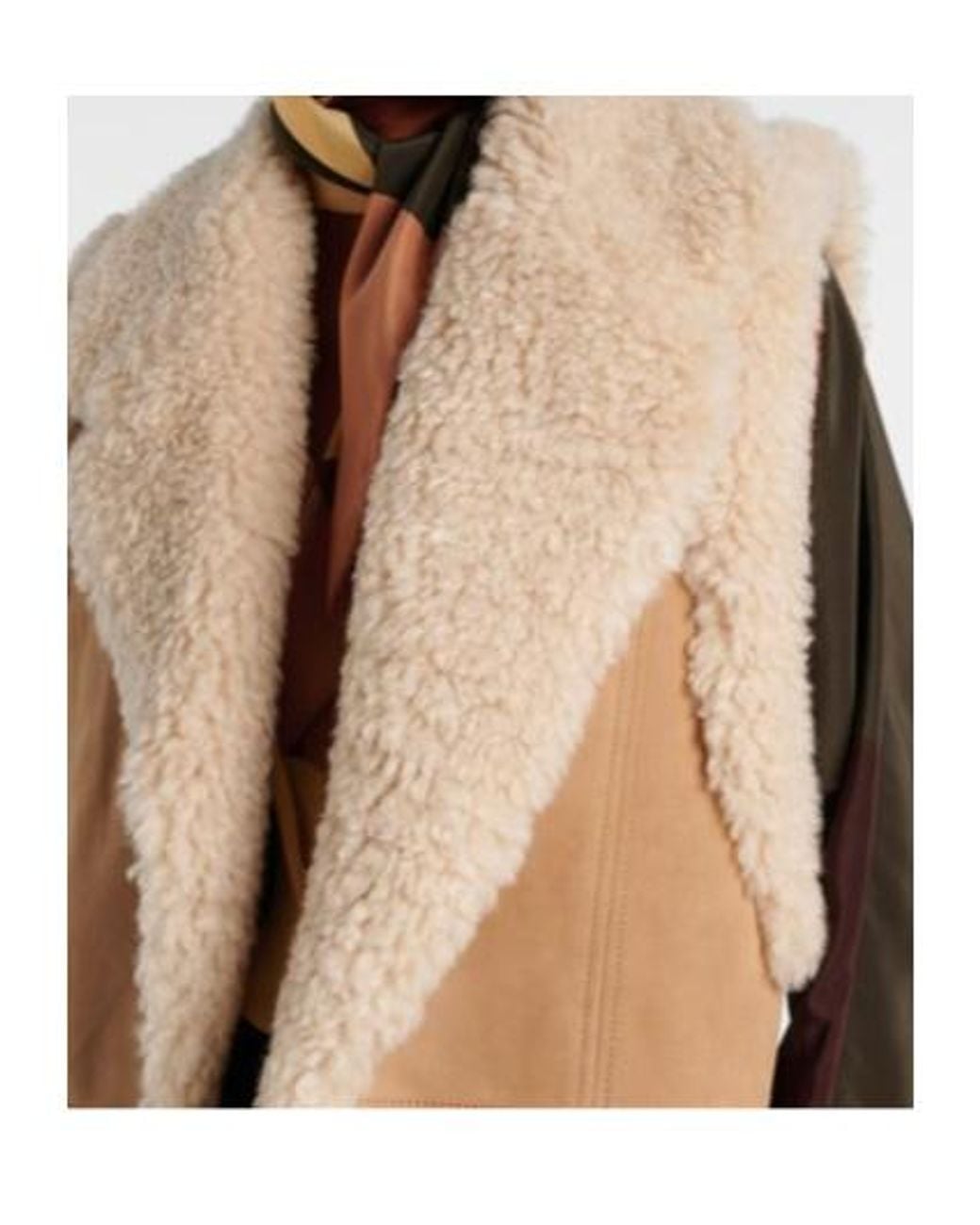 Johanna Ortiz Natural Faux Shearling-Trimmed Suede Vest