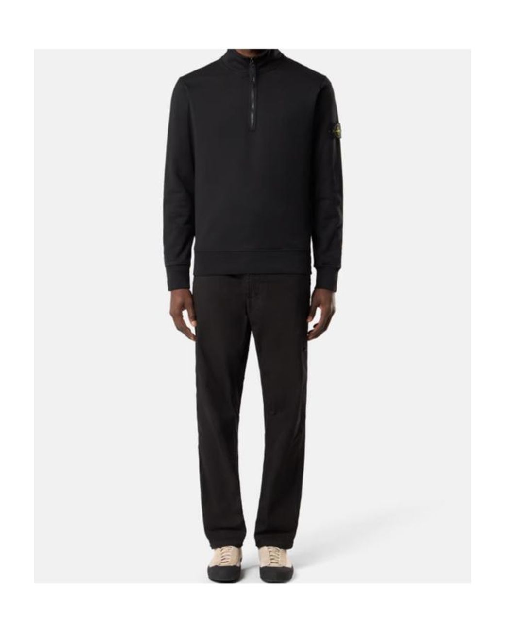 Stone Island Black Zip Collar Sweatshirt for men