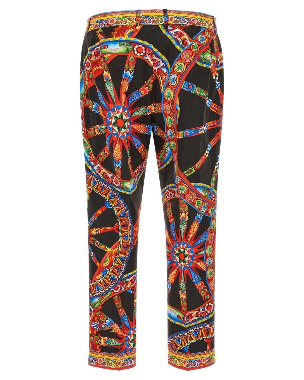 Dolce & Gabbana Red Carretto-Print Poplin Trousers