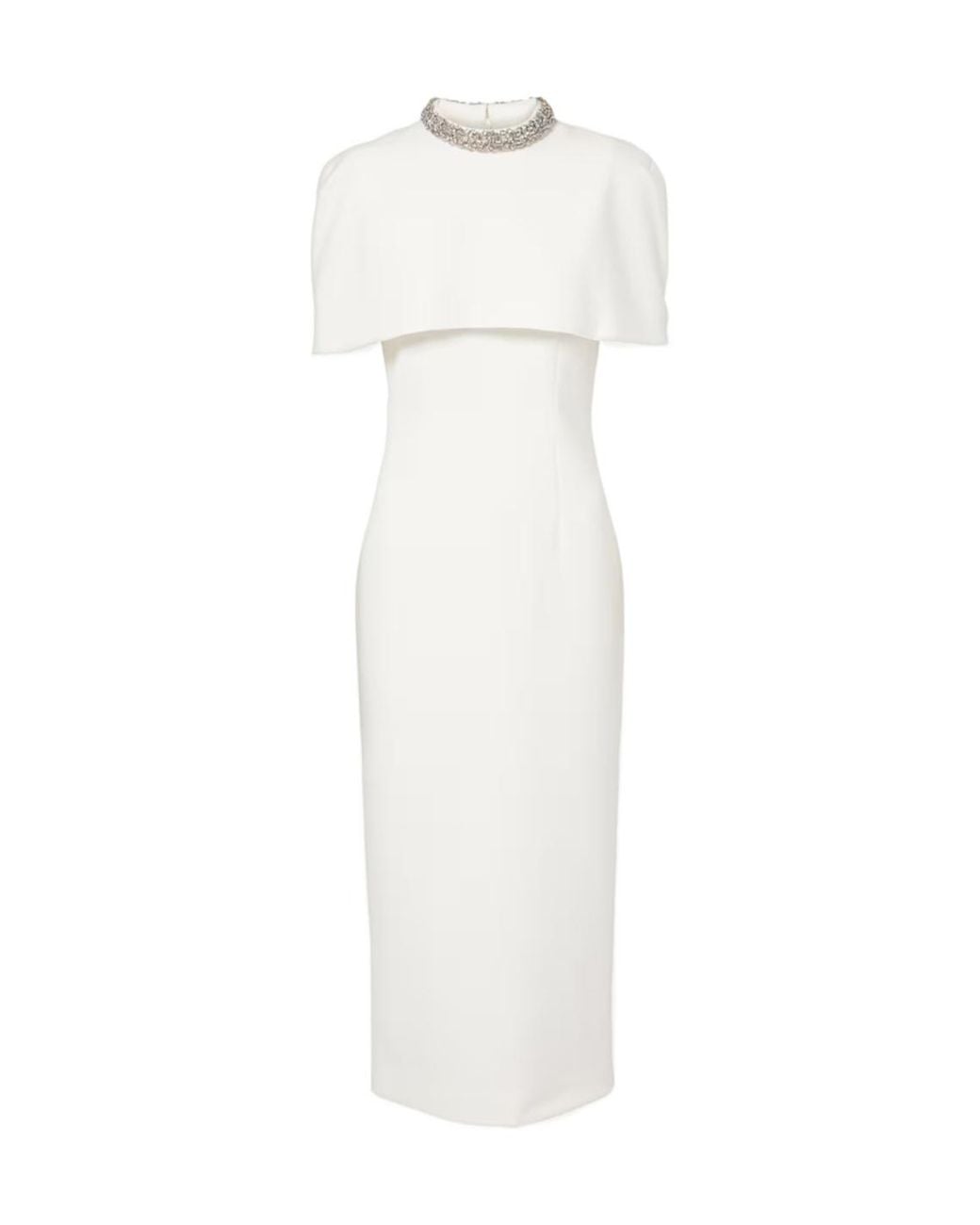 Roland Mouret White Embellished Crêpe Cocktail Dress