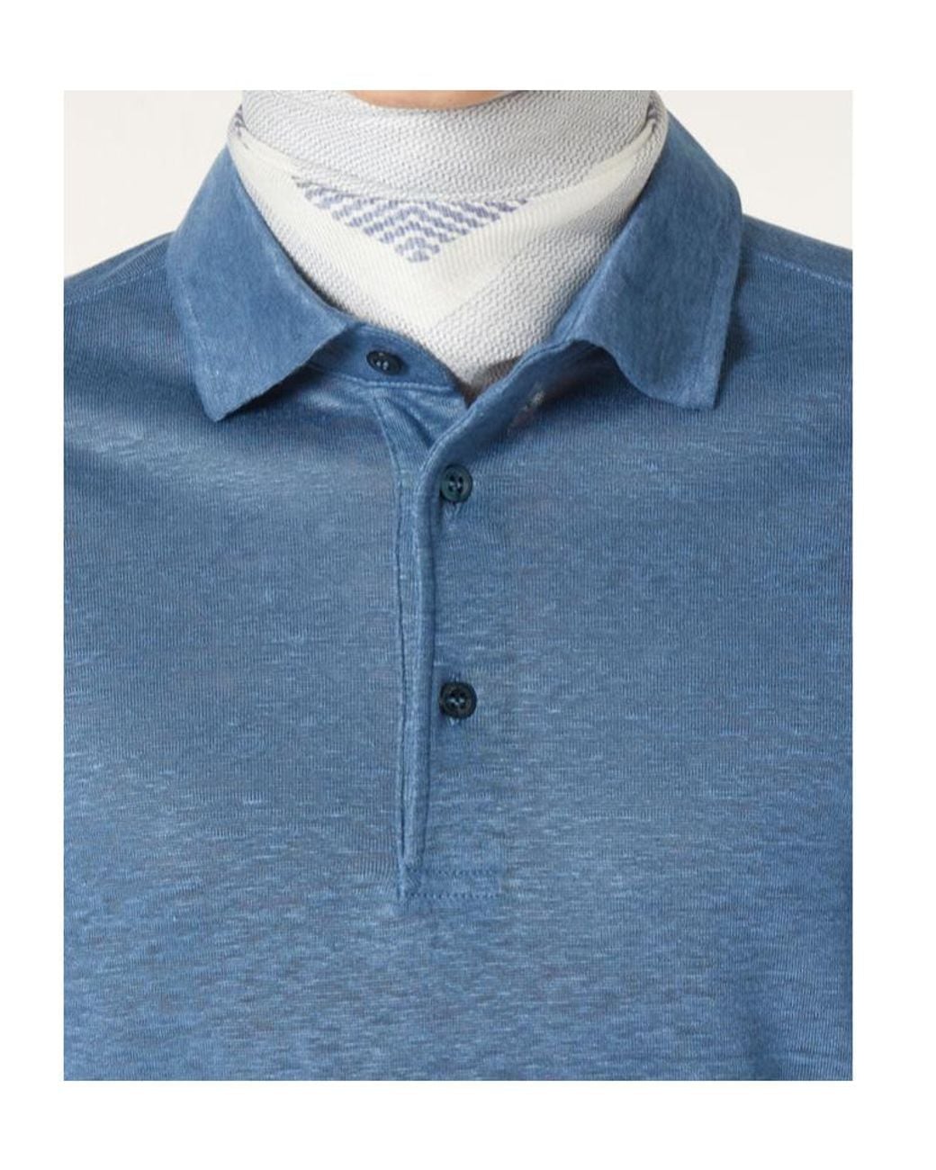 Loro Piana Blue Short-Sleeved Polo Shirt for men