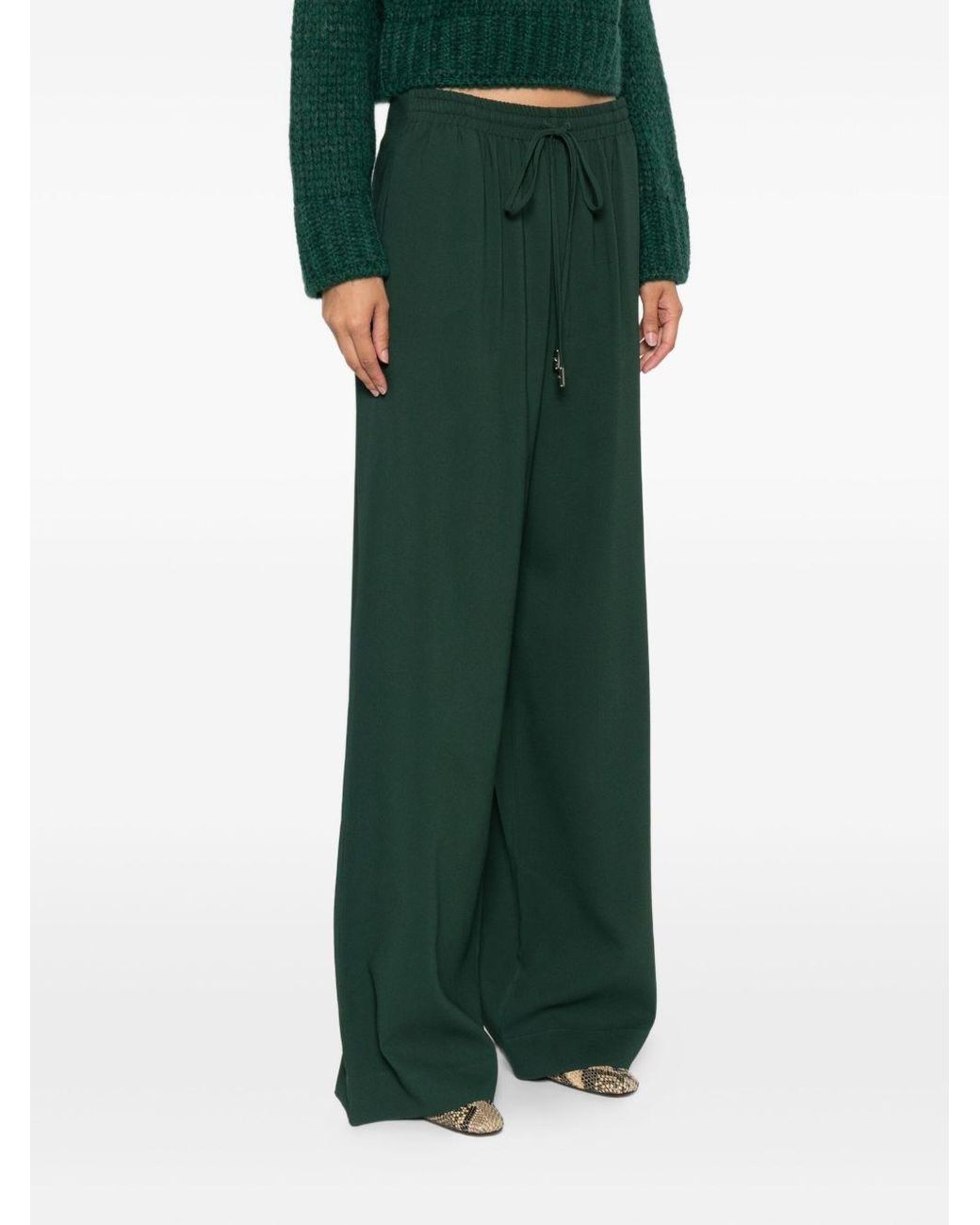 Ermanno Scervino Green Wide-Leg Track Pants