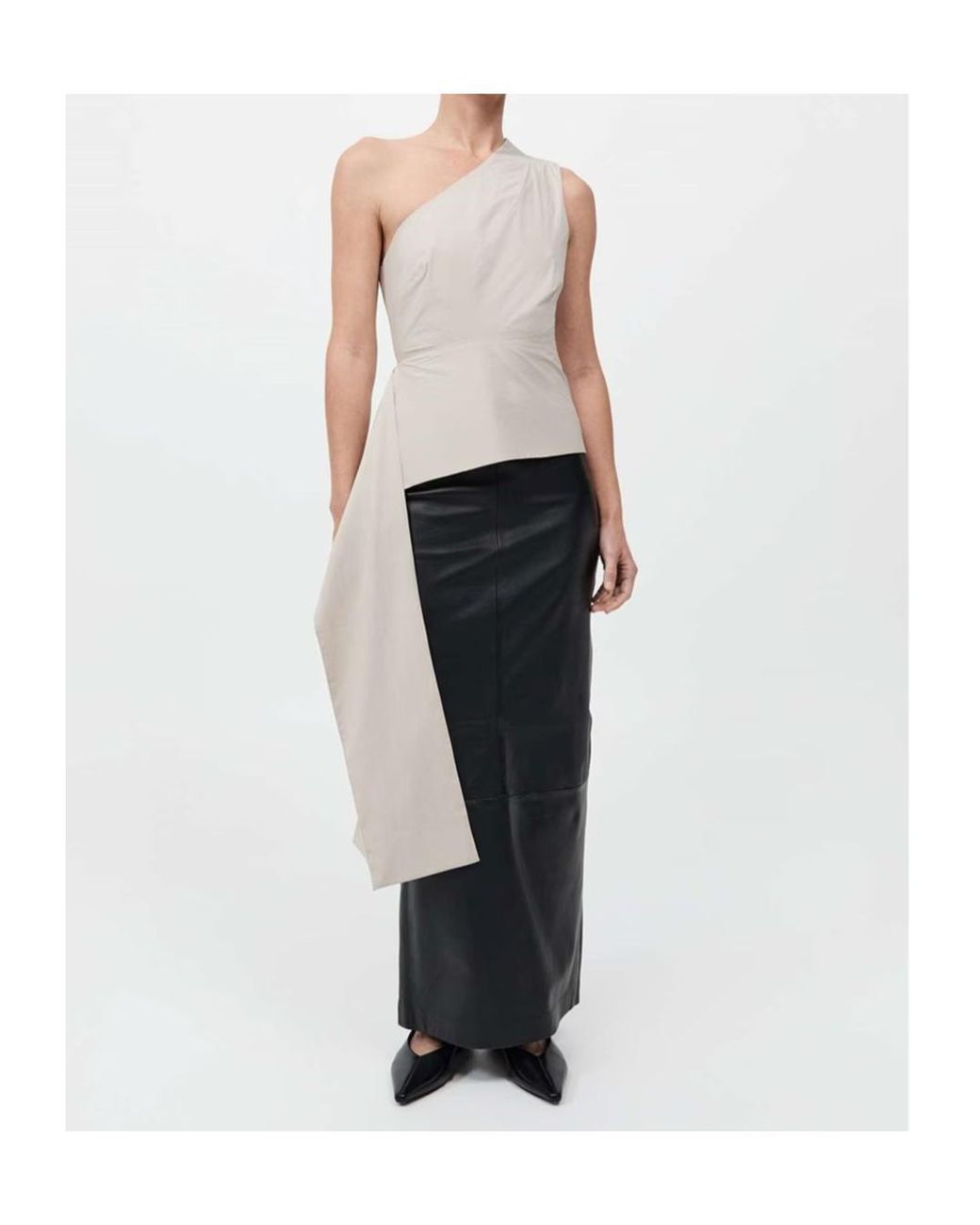 St. Agni White High-Neck Draped Ruffled Blouse