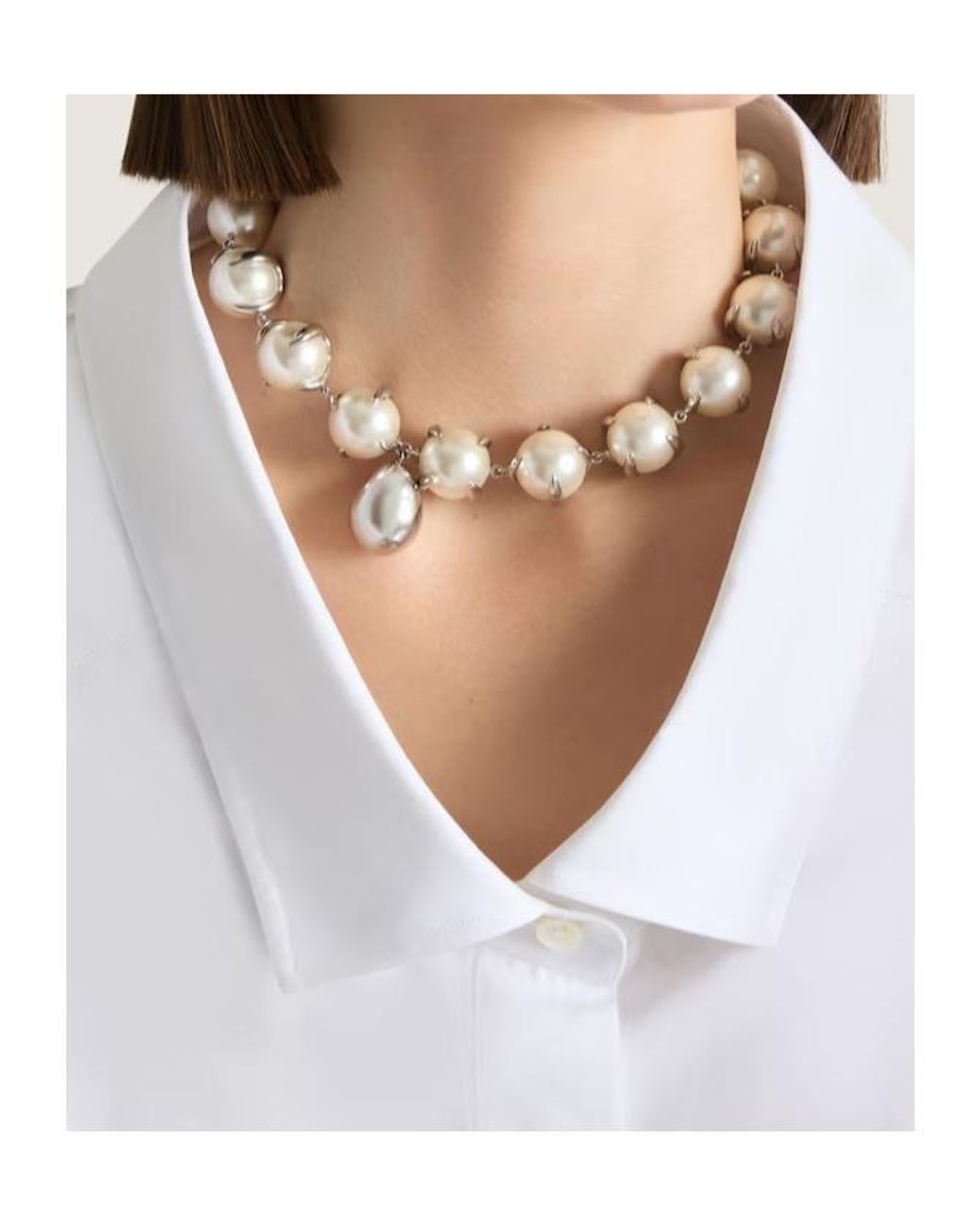 Givenchy Metallic Spiky Pearl Necklace