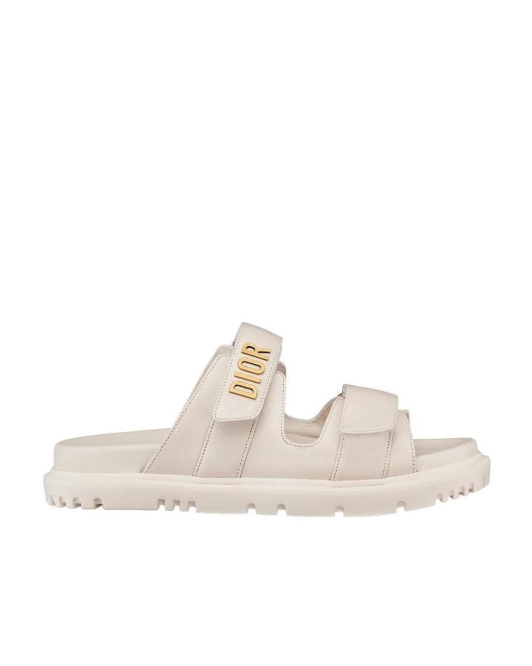 Dior White Logo Flat Sandals