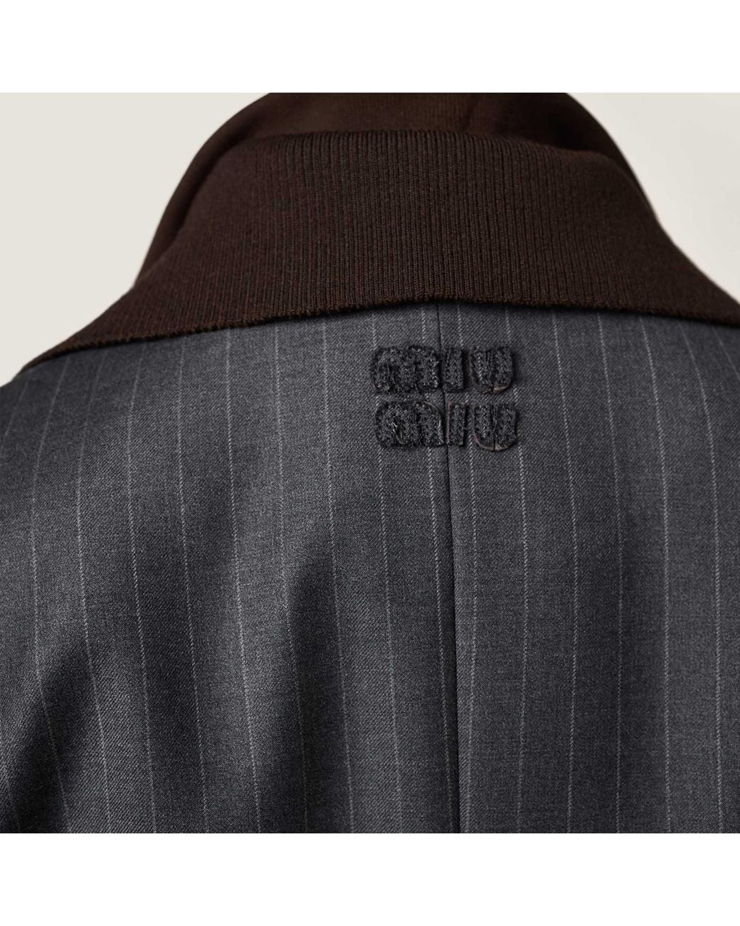 Miu Miu Black Wool Pinstripe Blazer