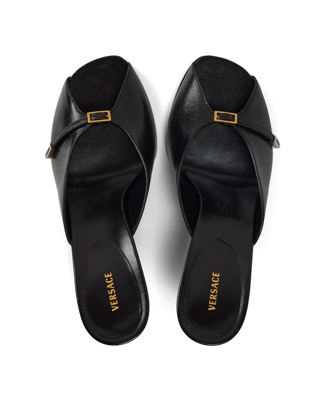 Versace Black Solid Color Heeled Mules