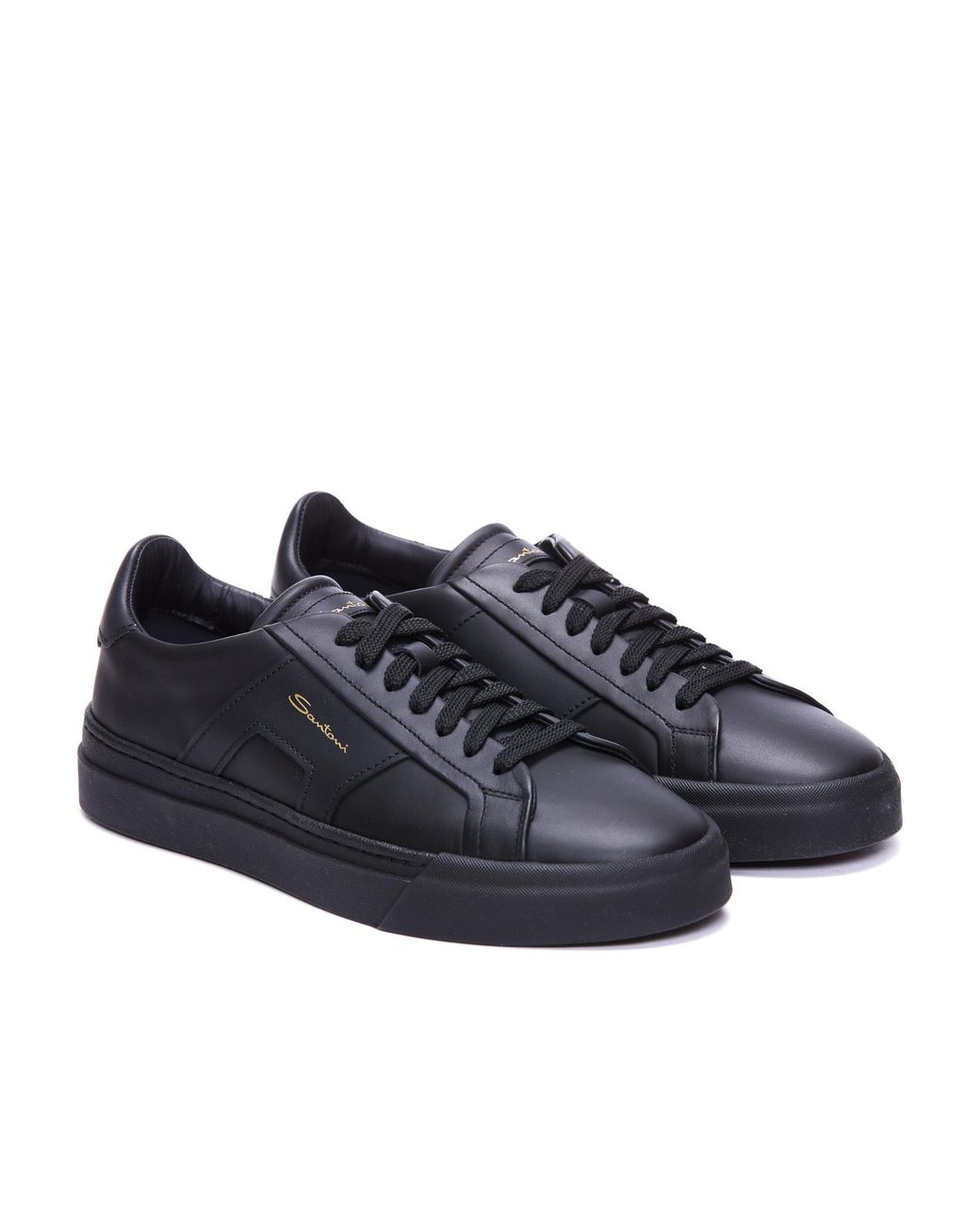 Santoni Blue Double Buckle Lace-Up Sneakers for men
