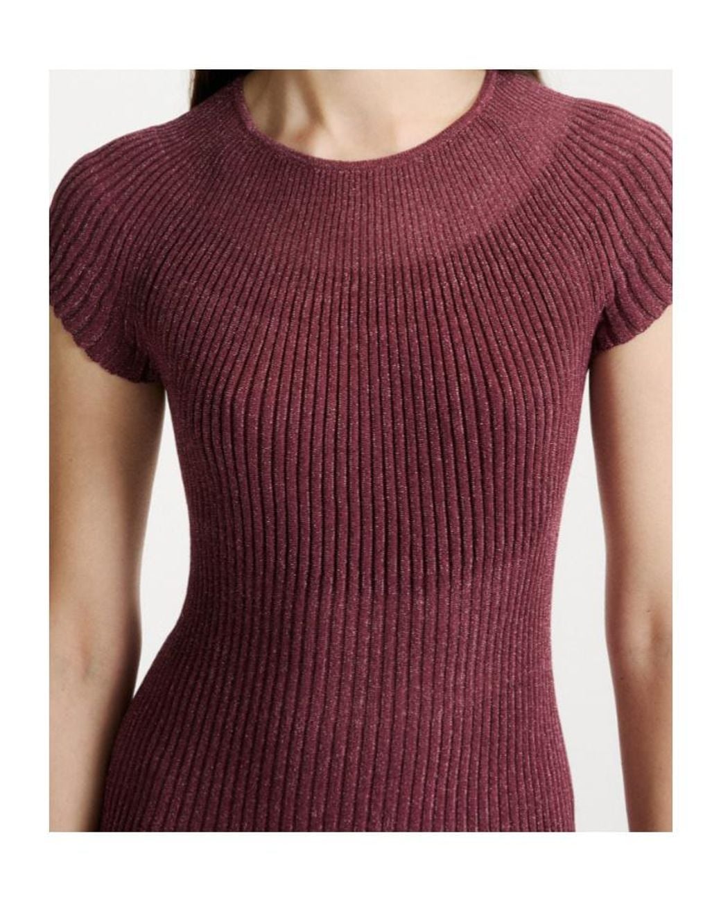 Marella Purple Lurex-Detail Knit Dress
