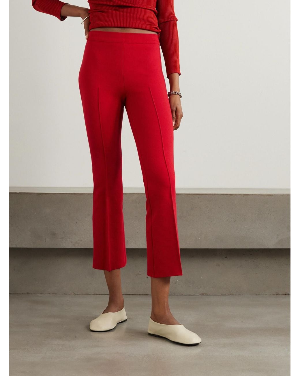 High Sport Stretch-Cotton Flared Pants