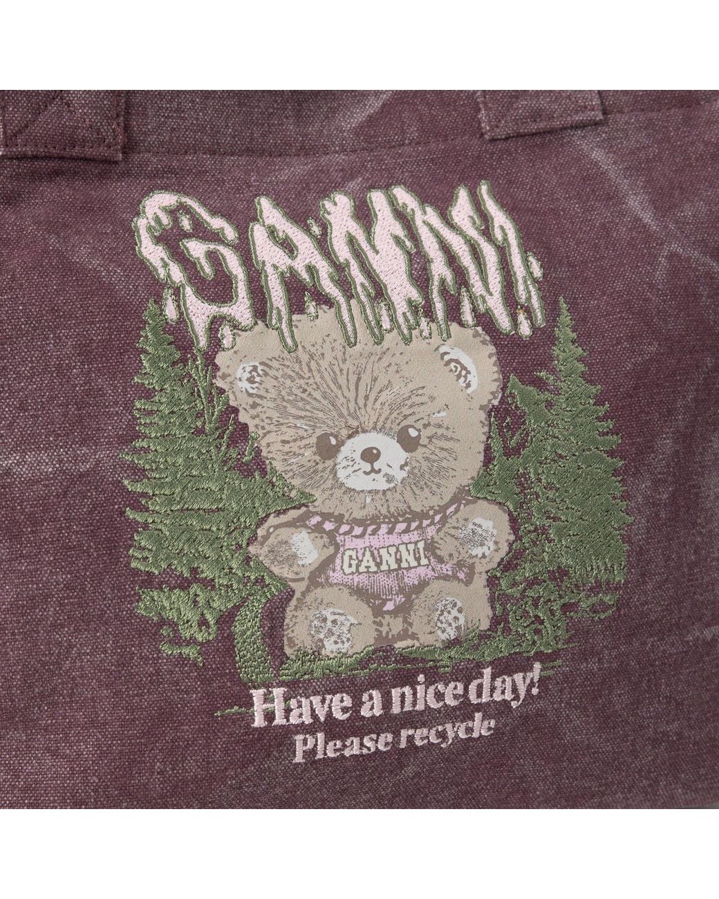 Ganni Purple Canvas Tote Bag