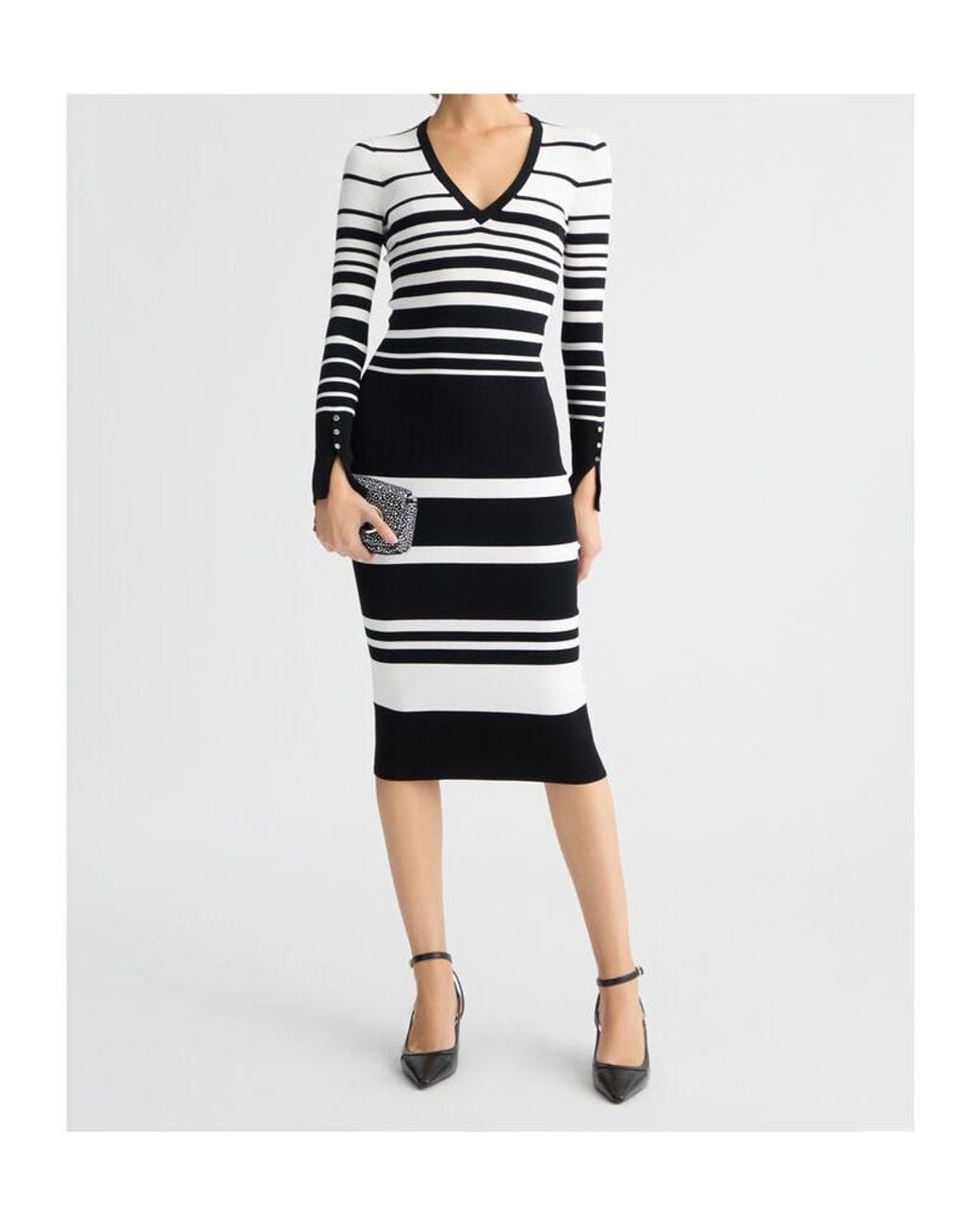 Liu Jo White Striped Knit Dress