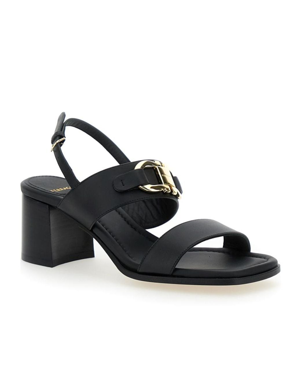 Ferragamo Black Logo Buckle High-Heeled Sandals