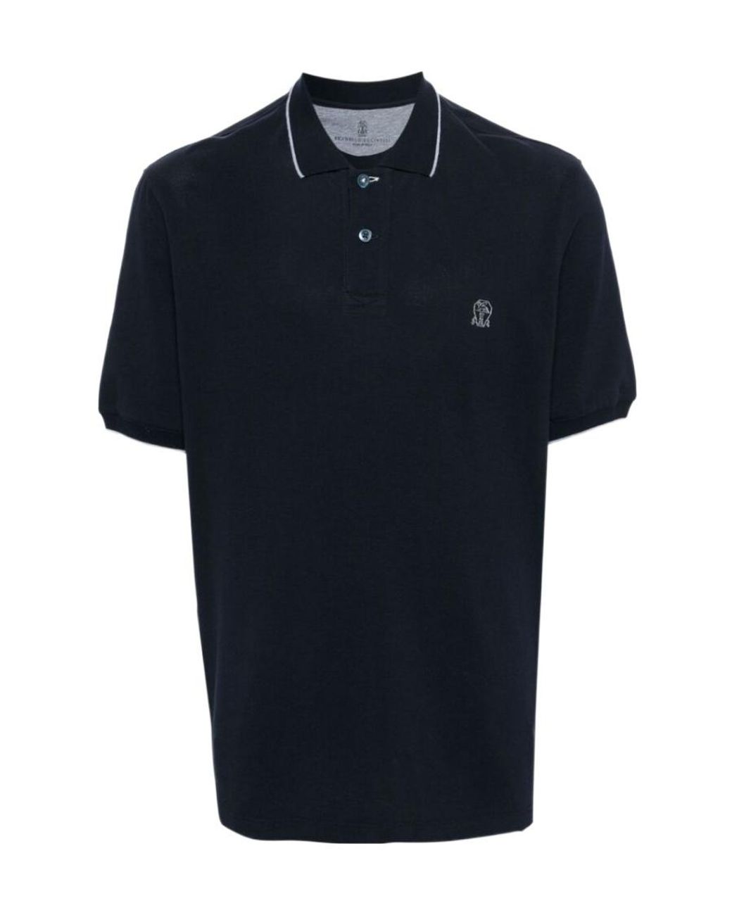 Brunello Cucinelli Black Cotton Polo Shirt for men