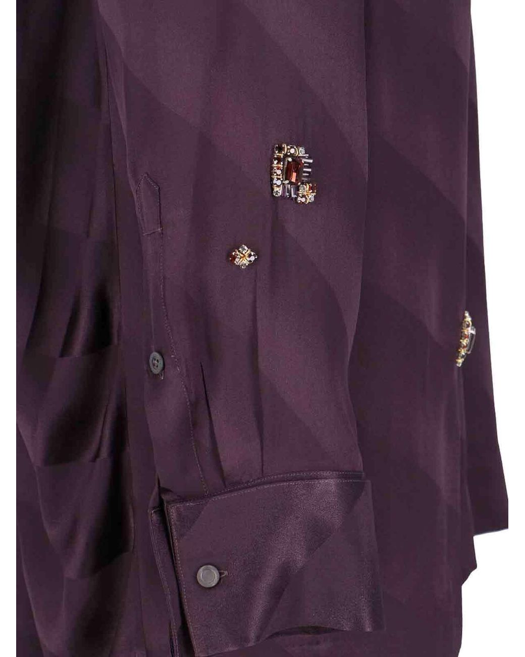 Dries Van Noten Purple Silk Blouse With Crystals