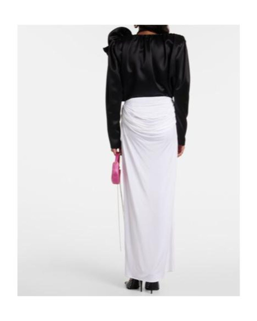 Magda Butrym White Draped Jersey Maxi Skirt