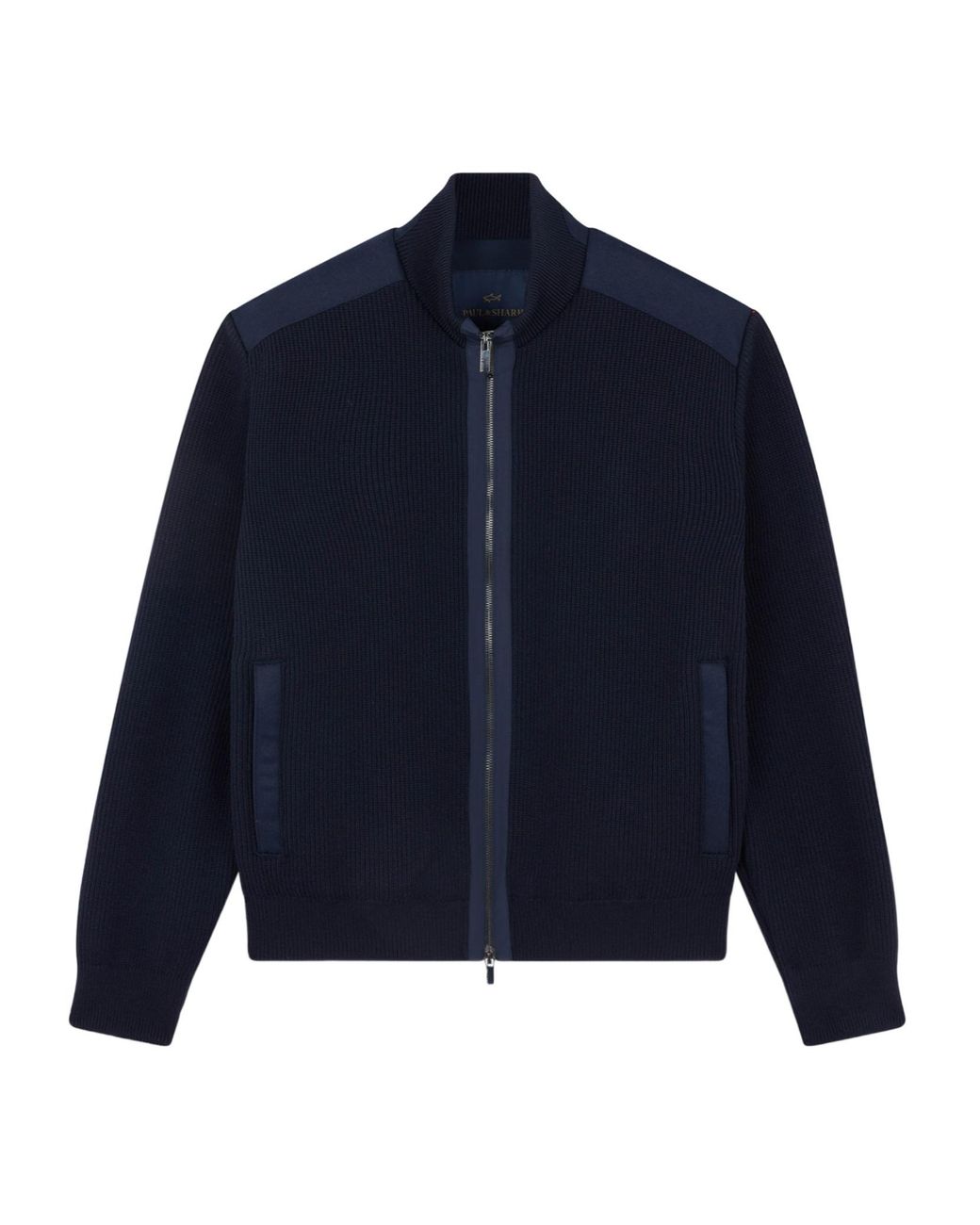 Paul & Shark Blue Zip-Up High-Neck Cardigan for men