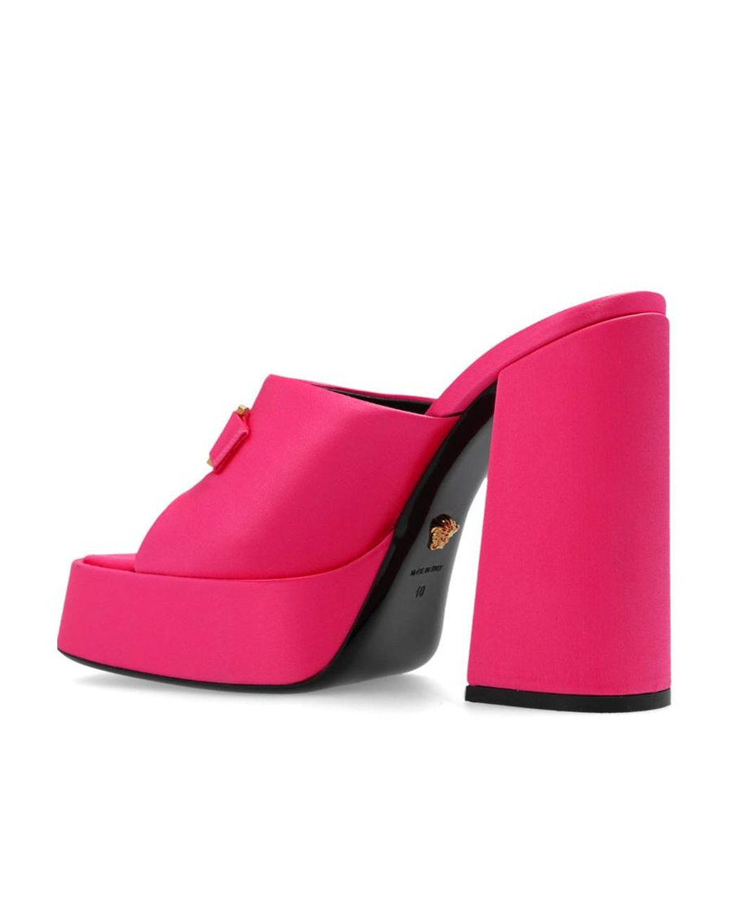 Versace Pink Medusa Embellished Slip-On Sandals