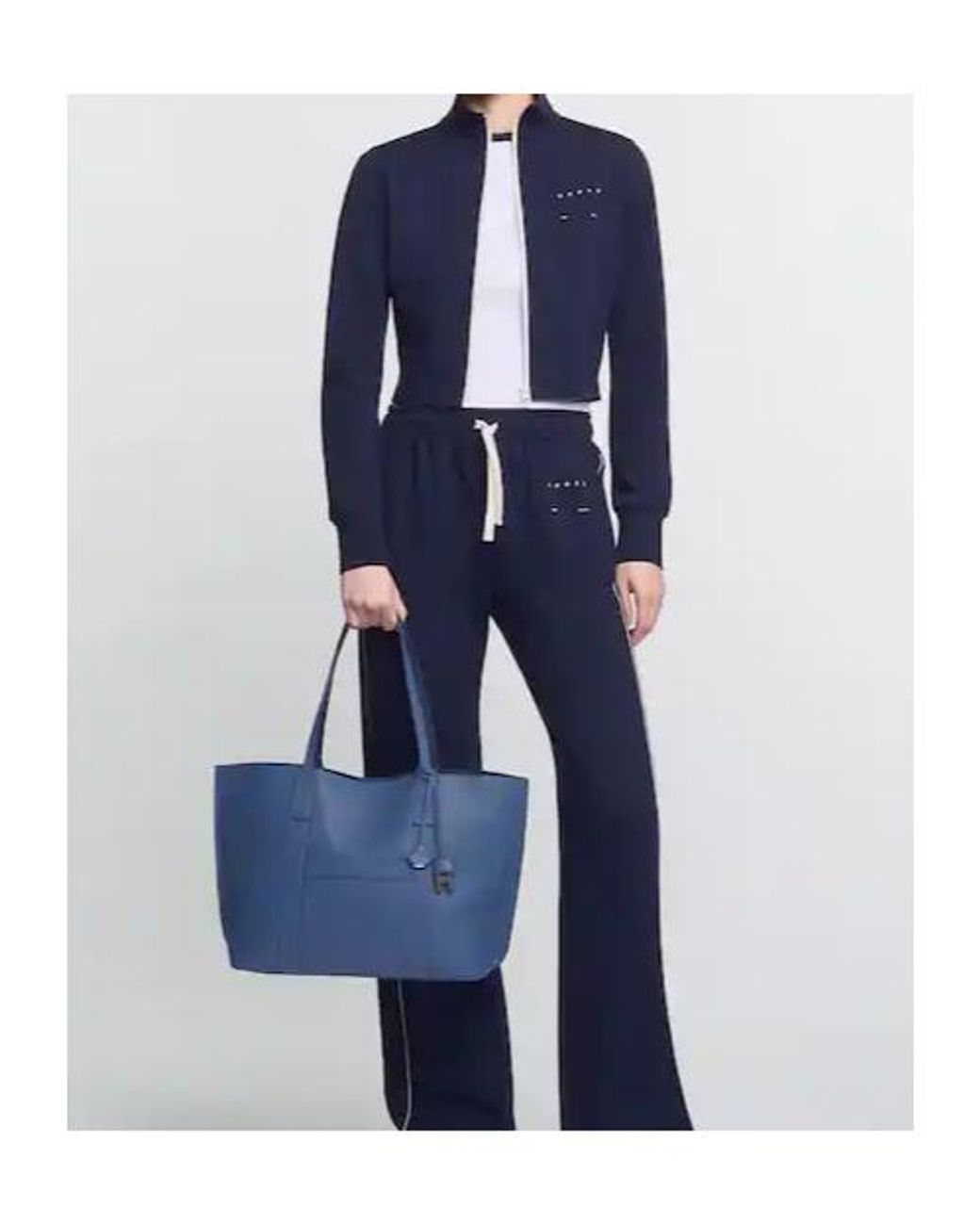 Hogan Blue Hanging Accent Script Top Handle Bag