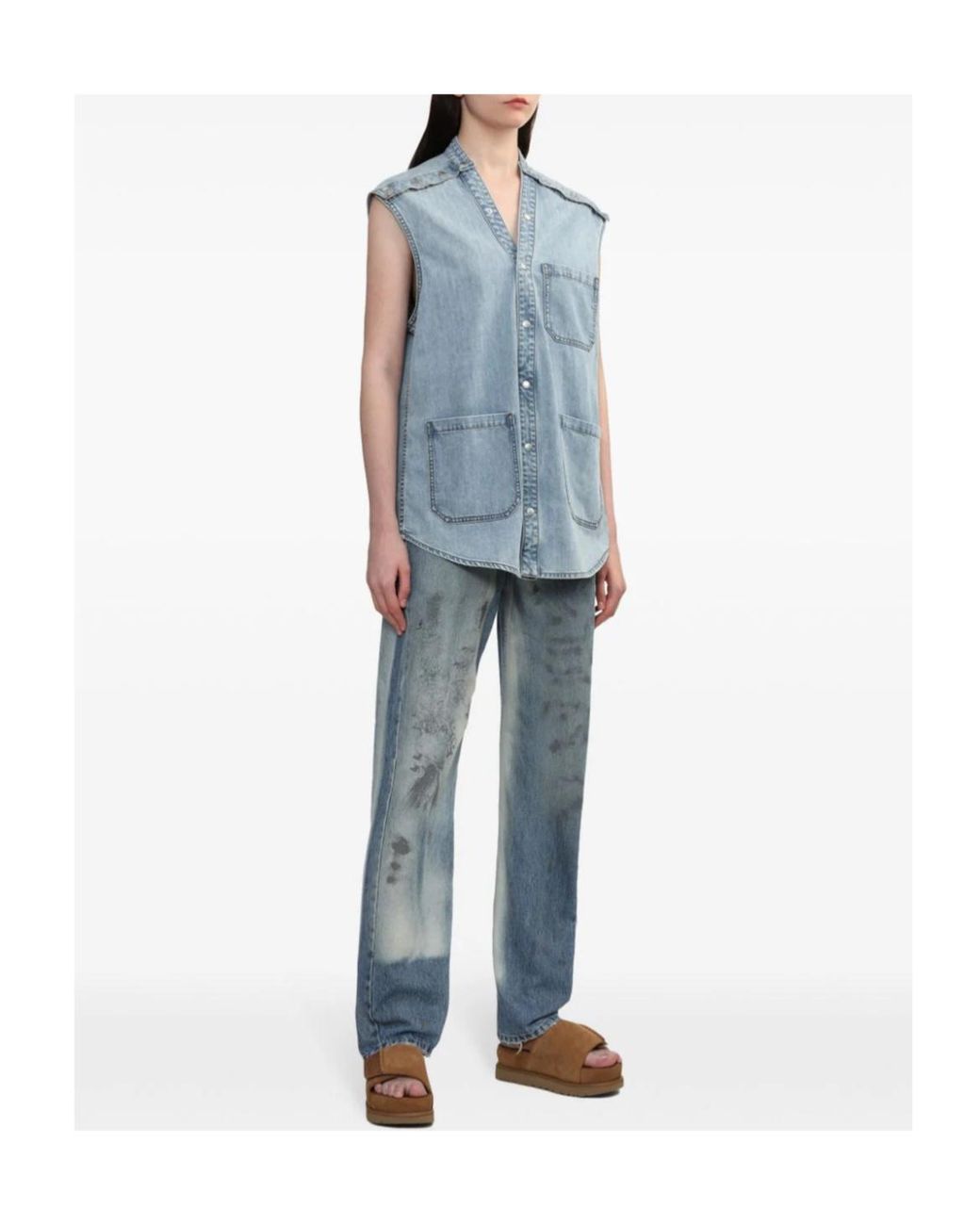 Y. Project Blue Decal Denim Vest