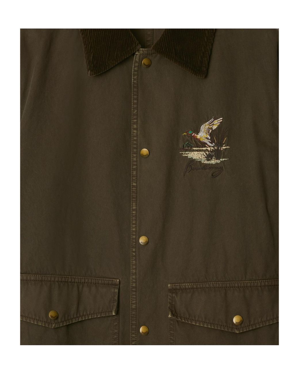 Burberry Green Logo Embroidered Field Jacket for men