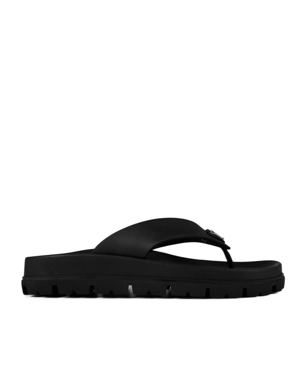 Prada Black Logo Flip-Flops