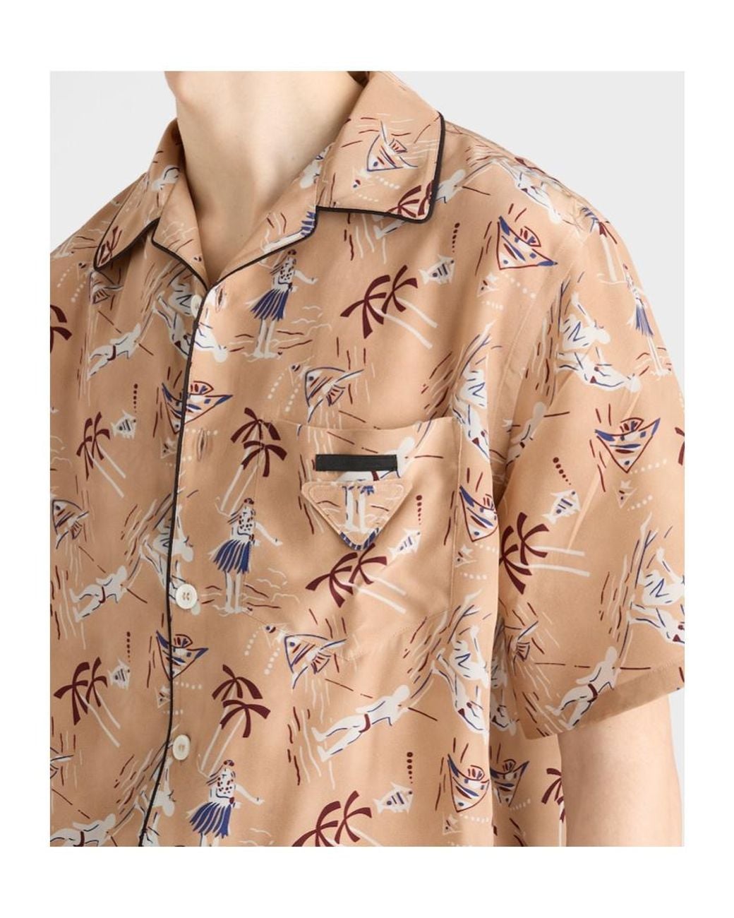 Prada Natural Pattern-Printed Short-Sleeved Shirt for men