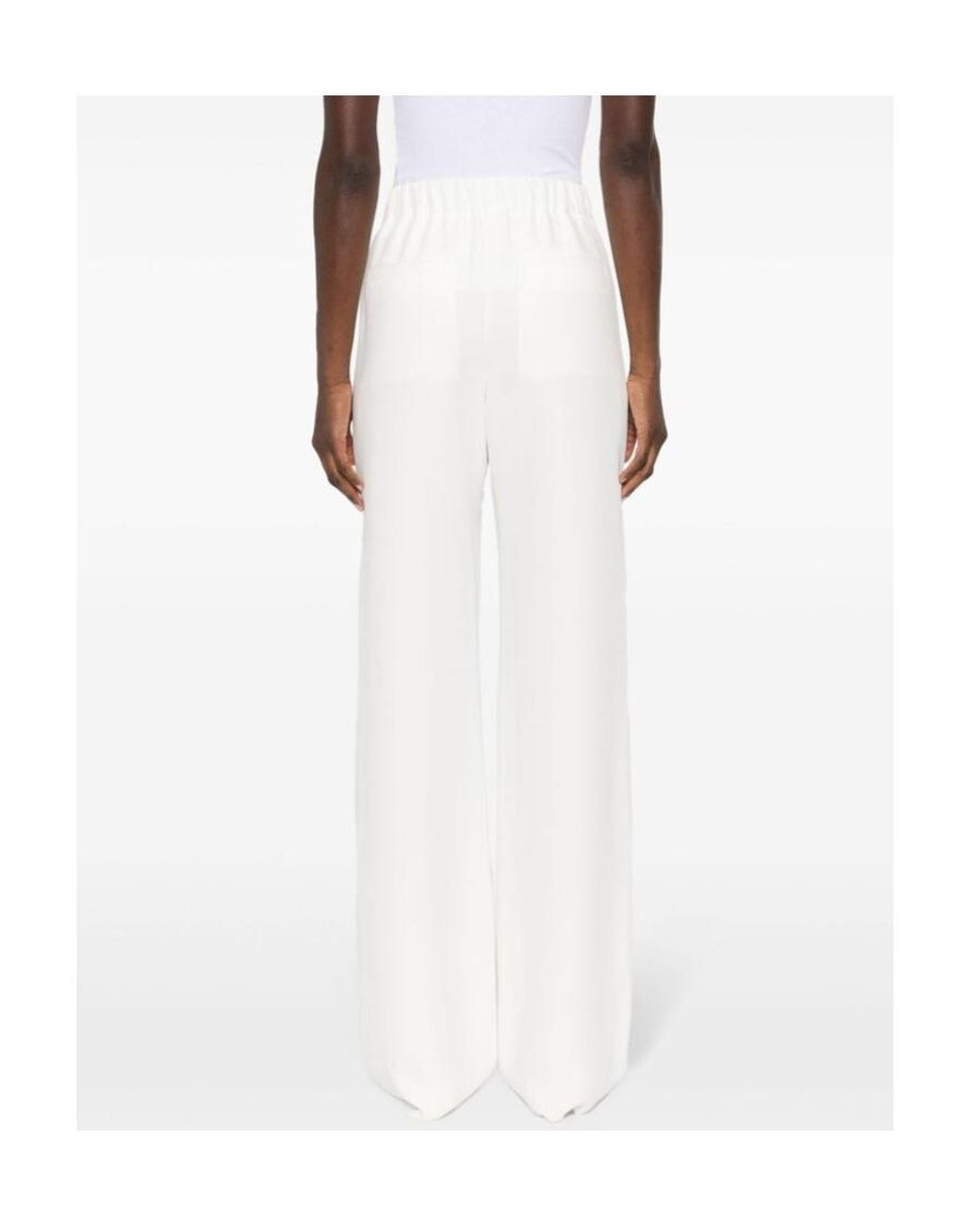 Valentino White High Waist Wide Leg Trousers
