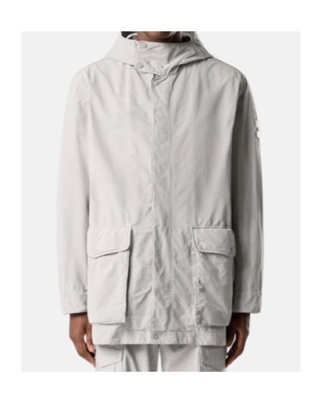 Stone Island Gray David Light-Tc Hooded Logo-Patch Jacket for men